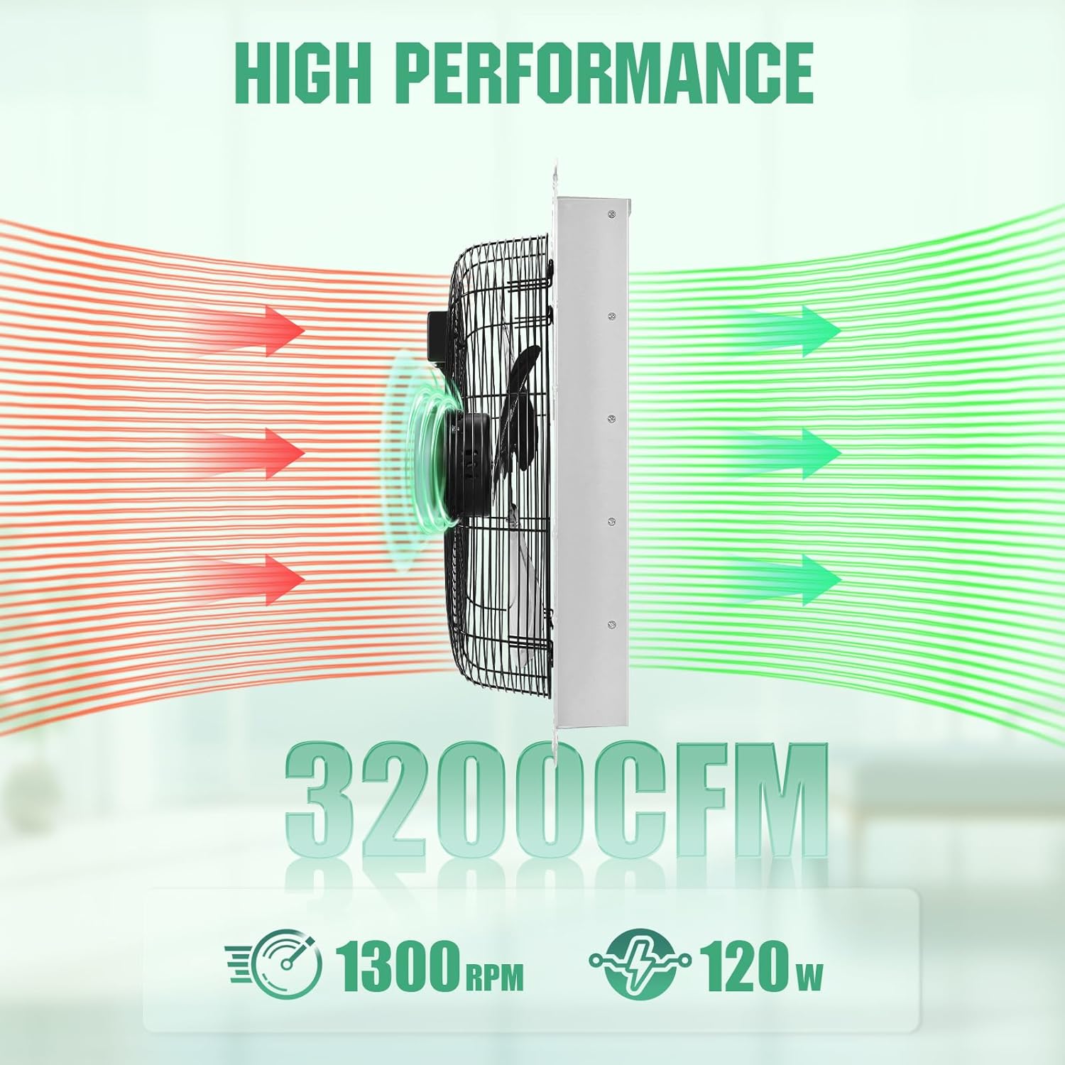 FAREAST 20 Inch Garage Exhaust Fan Wall Mounted, 3200 CFM, Wall Exhaust Fan with Adjustable Speed Controller, Automatic Shutter, for Barn, Shed, Workshop, Warehouse Factory Ventilation (Silver)