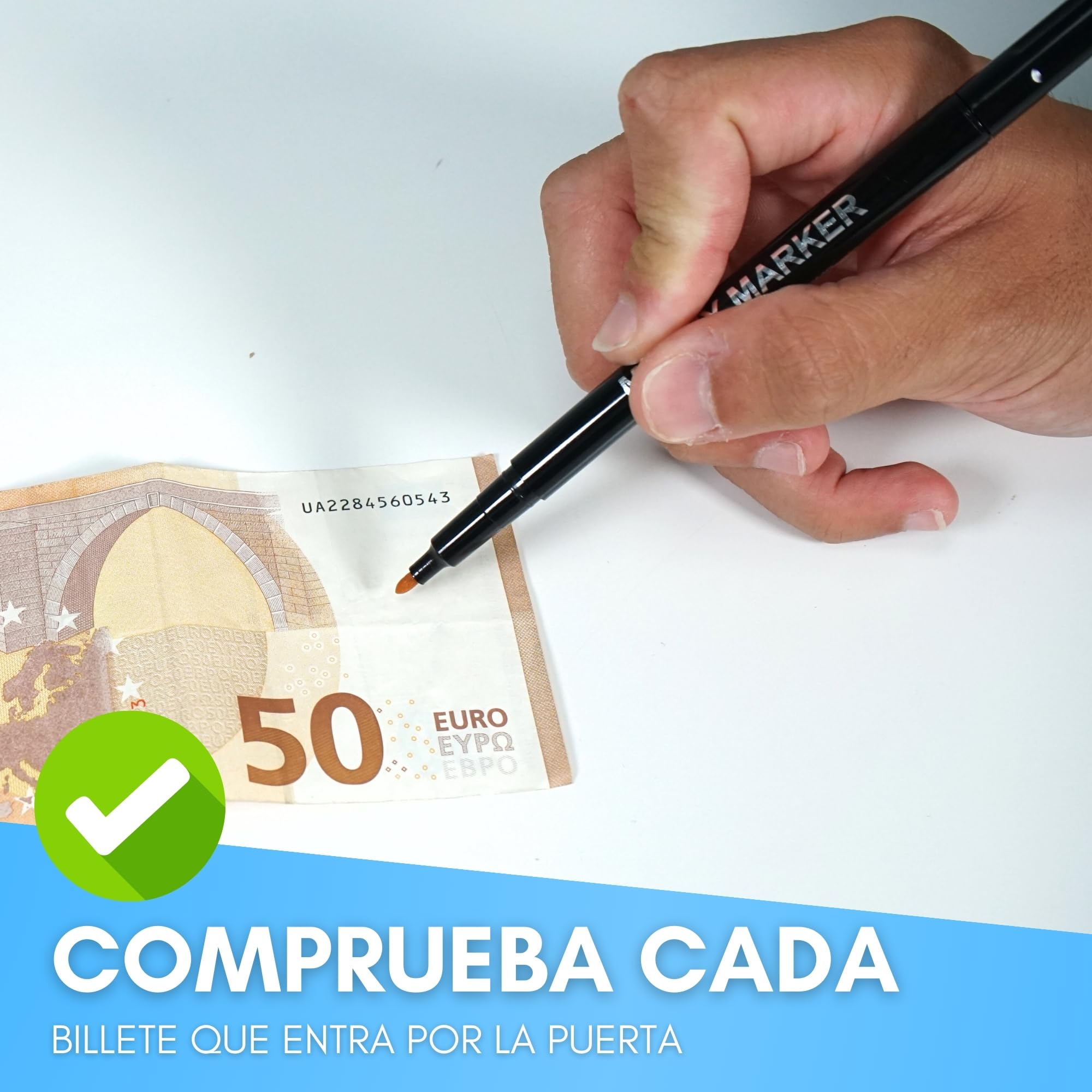 Rotulador Detector de Billetes Falsos 6 Uds Comprobación Rápida Euros Dólares Libras