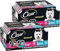 Vista 10 de Cesar - Paquete variado de comida húmeda para perros en trocitos en salsa, pan con salsa clásico con sabor a churrasco y pollo a la parrilla, 3.5
