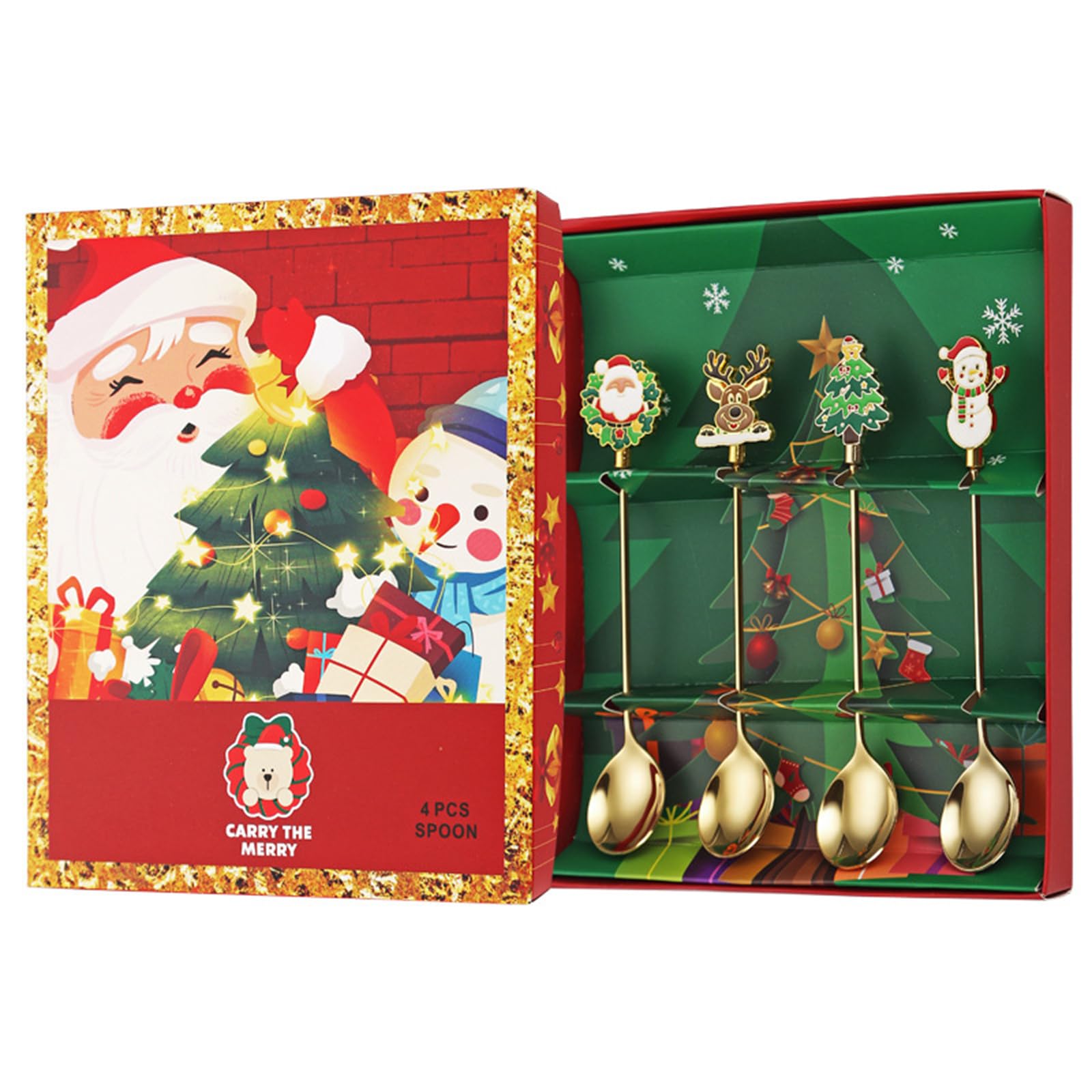 TFAOYS Rustless Steel Cutlery Set 4 Piece Christmas Utensils Rustproof Design Perfect for Celebratory Meals and Occurrences Family Dinnerware Set Christmas