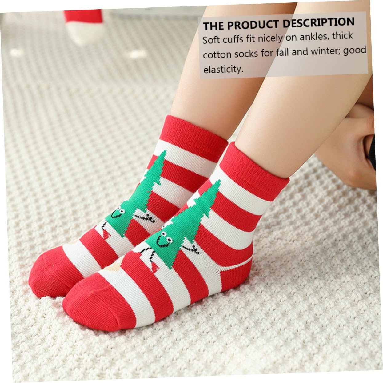 5 Paia Calze di Natale Calde Calze Medie in Cotone Spesse Unisex Adatte per Autunno e Inverno