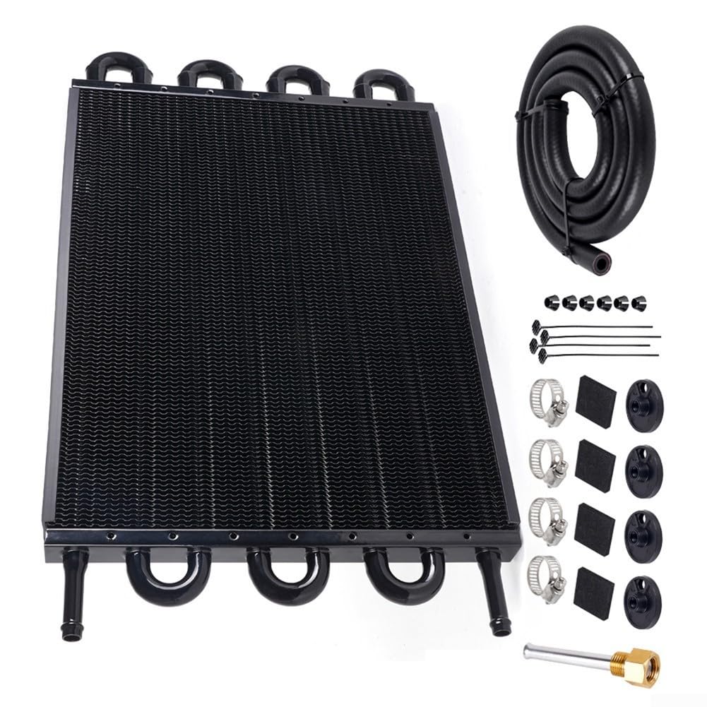 Kit radiatore olio in alluminio per sistemi di raffreddamento trasmissione auto con hardware di montaggio e compatibilità paraurti anteriore