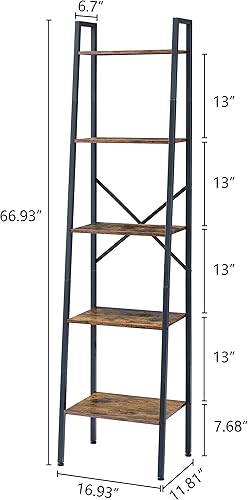 Miniatura 2 de Hoctieon Estantería de escalera industrial, estante de escalera multifuncional, estantería alta de 5 niveles, estantería de escalera abierta, para
