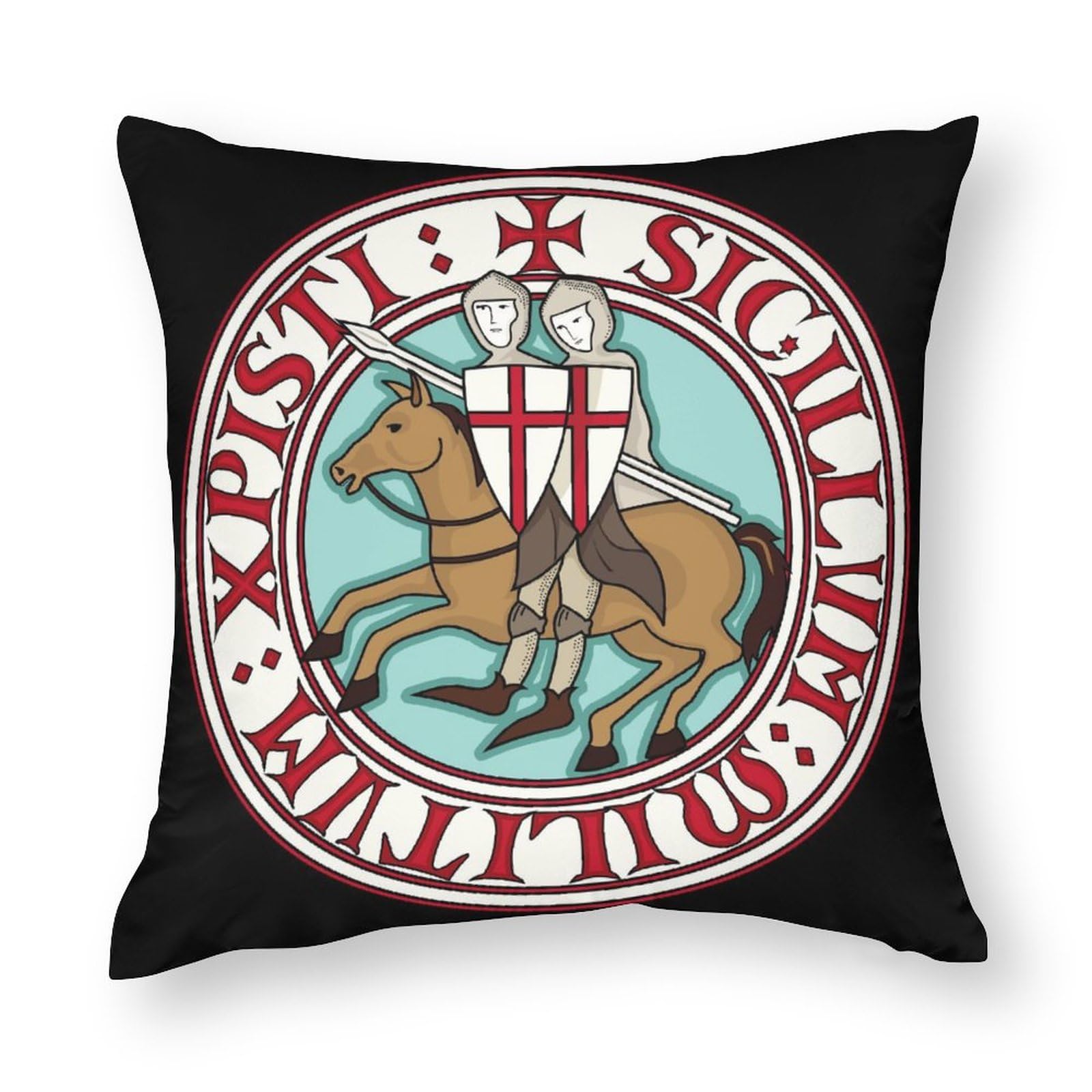 NIBABAEU Cushion Covers 1 PCs Two Templars Knight Crusader Viking Decorative Pillow Covers 14"x14" (35X35 CM) Soft Polyester Square Pillow Cases Pillowcases