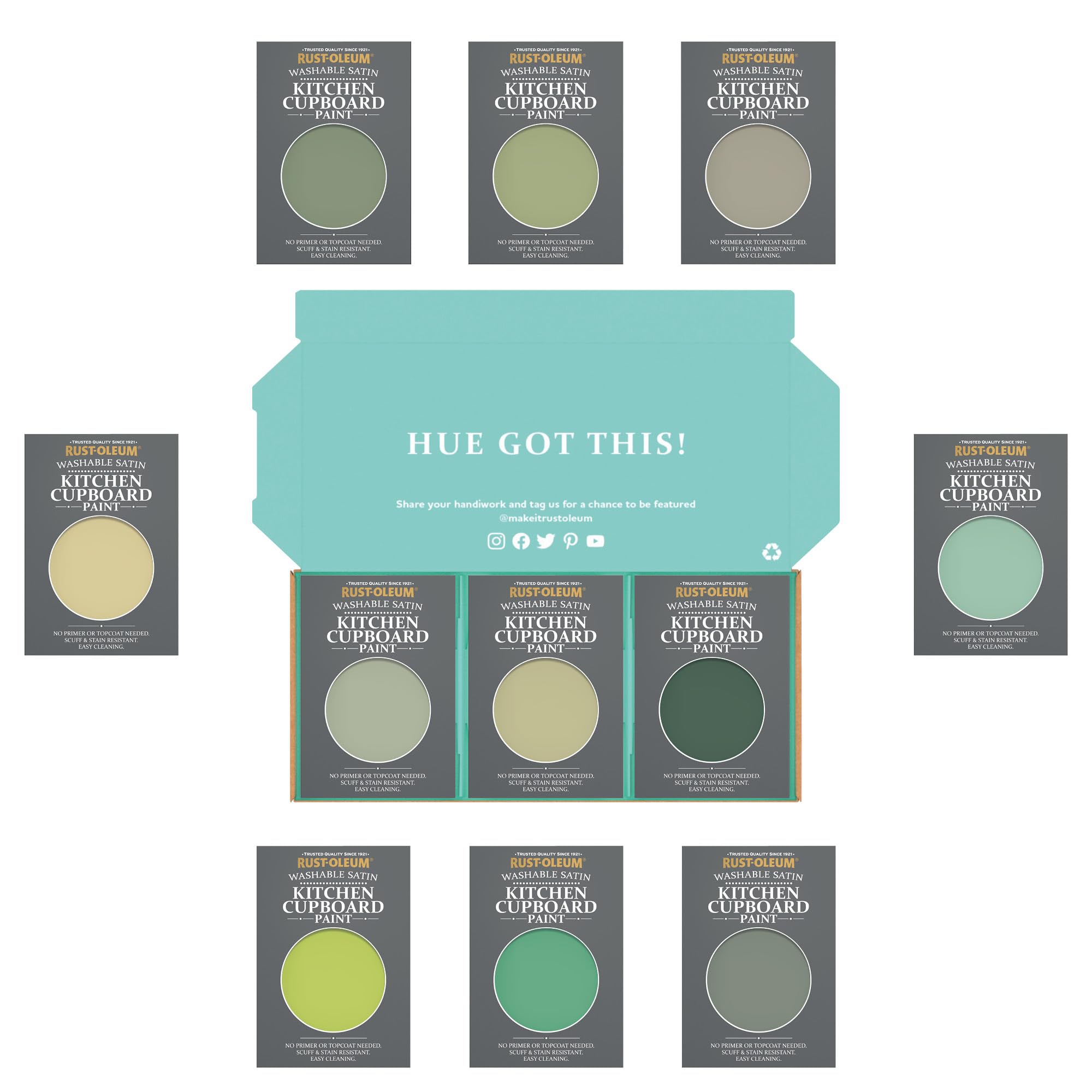 Kitchen Cupboard Paint in Satin Finish – Rich Greens Tester Box