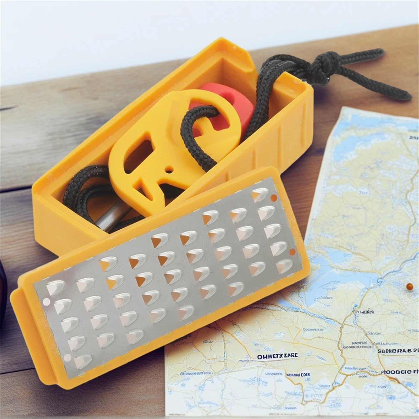 Survival Equipment - Juego de 2 utensilios para hacer yesca con herramienta de arranque de fuego, rallador ligero de acero inoxidable, portátil, supervivencia al aire libre