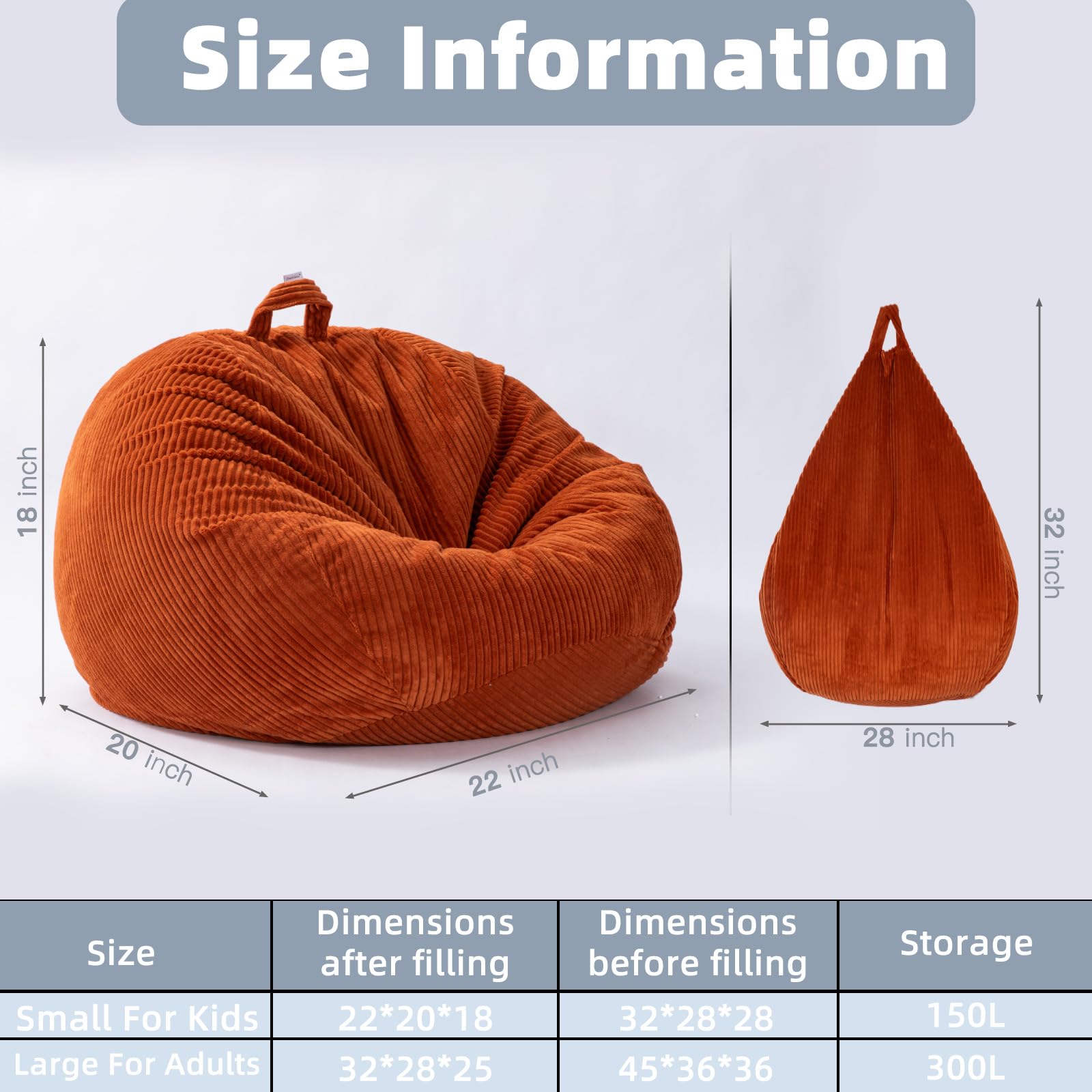 Puf Almacenamiento Peluches Niño - Funda Marrón Grande, Asiento Y Organizador, 3 Pies