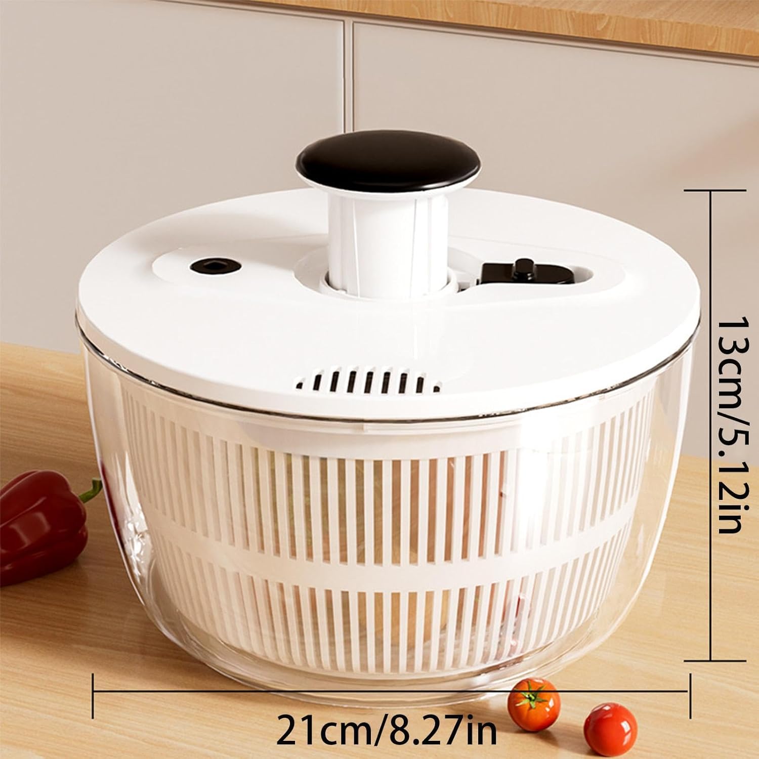 Manual Vegetable Drainer – Storage Bowl for Kitchen, Colander-Drainer for Salads and Fruits, Salad Dryer for Countertop, Camping, Motorhome, Picnic, Catering, Kitchen