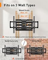 Vista 4 de Perlegear Soporte de pared para TV de movimiento completo, soporte de TV resistente para televisores planos/curvos de 42, 55, 65, 75, 85, 86