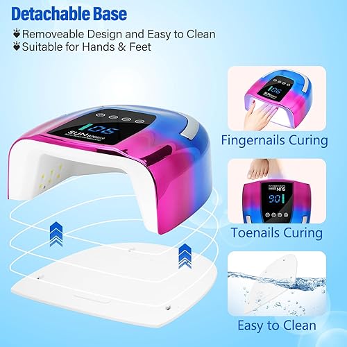 Miniatura 7 de Lámpara de uñas LED UV, inalámbrica, luz UV recargable portátil de 128 W para uñas de gel, secadora de luz de gel profesional con sensor automático