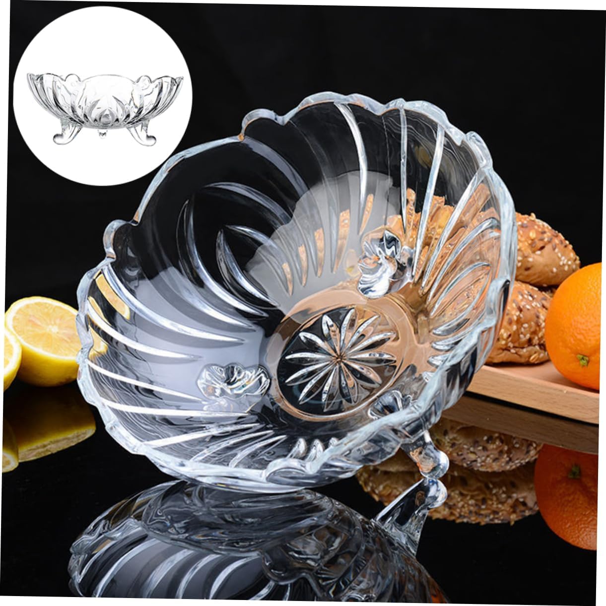 OUNONA Glass Tiered Tray Stand Serving Platter Appetizer Serving Tray Decorative Salad Bowl for Fruit Display