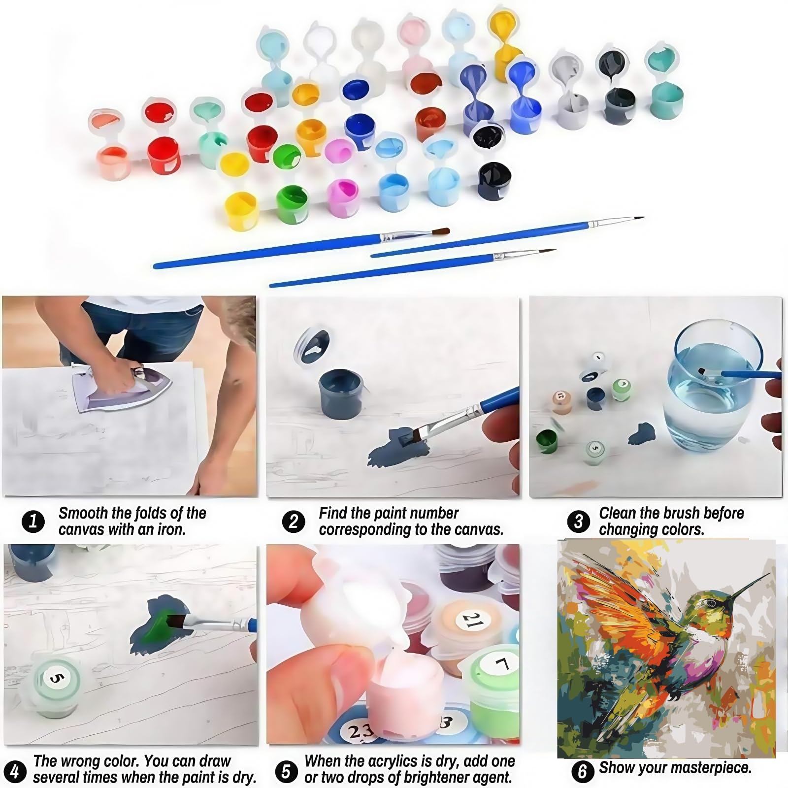 Paint by Numbers Hummingbird Kit - Easy Adult Art -6