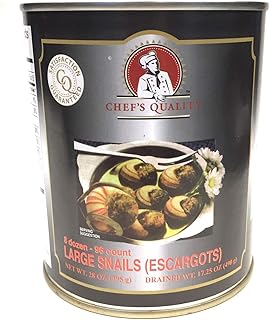 Chefs Quality Escargots Large Snails 28 Oz (17 Oz When Drained) 8 Dozen/96 Count 1 Can