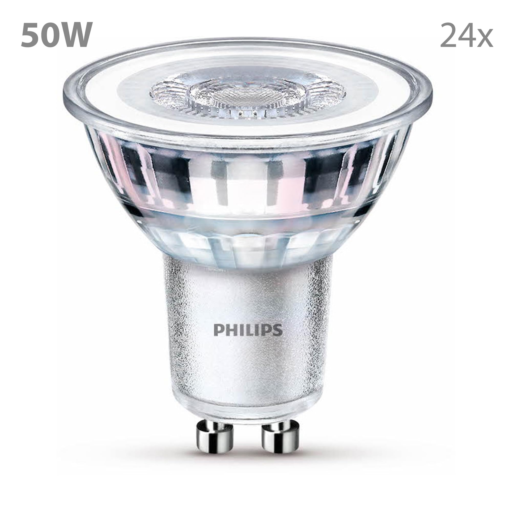 Philips Vorteilspaket - GU10 - LED Spot - 50W - Nicht dimmbar - Warmweißes Licht - Set 24 Stück