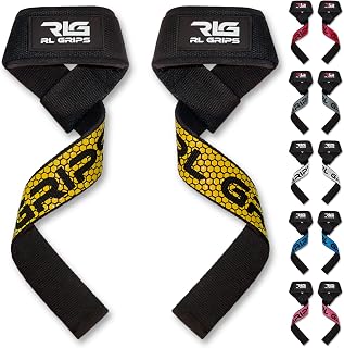 RLGrips® Straps de Gimnasio para Levantamiento de Pesas – Correas de Agarre con Grip de Silicona y Acolchado – Straps para Powerlifting, Peso Muerto, Remo y Jalones