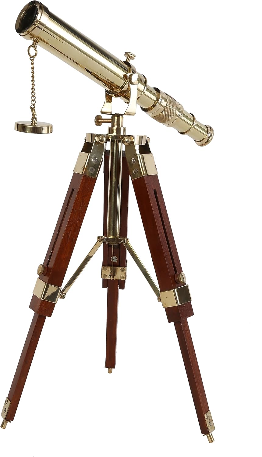 Vintage Brass Telescope on Tripod Stand use DF Lens Antique Desktop Telescope for Home Decor & Table Accessory Nautical Spyglass Telescope for Navy and Outdoor Adventure.