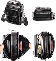 Vista 6 de Hebetag Bolso bandolera de cuero pequeño para hombre, para viajes al aire libre, negocios