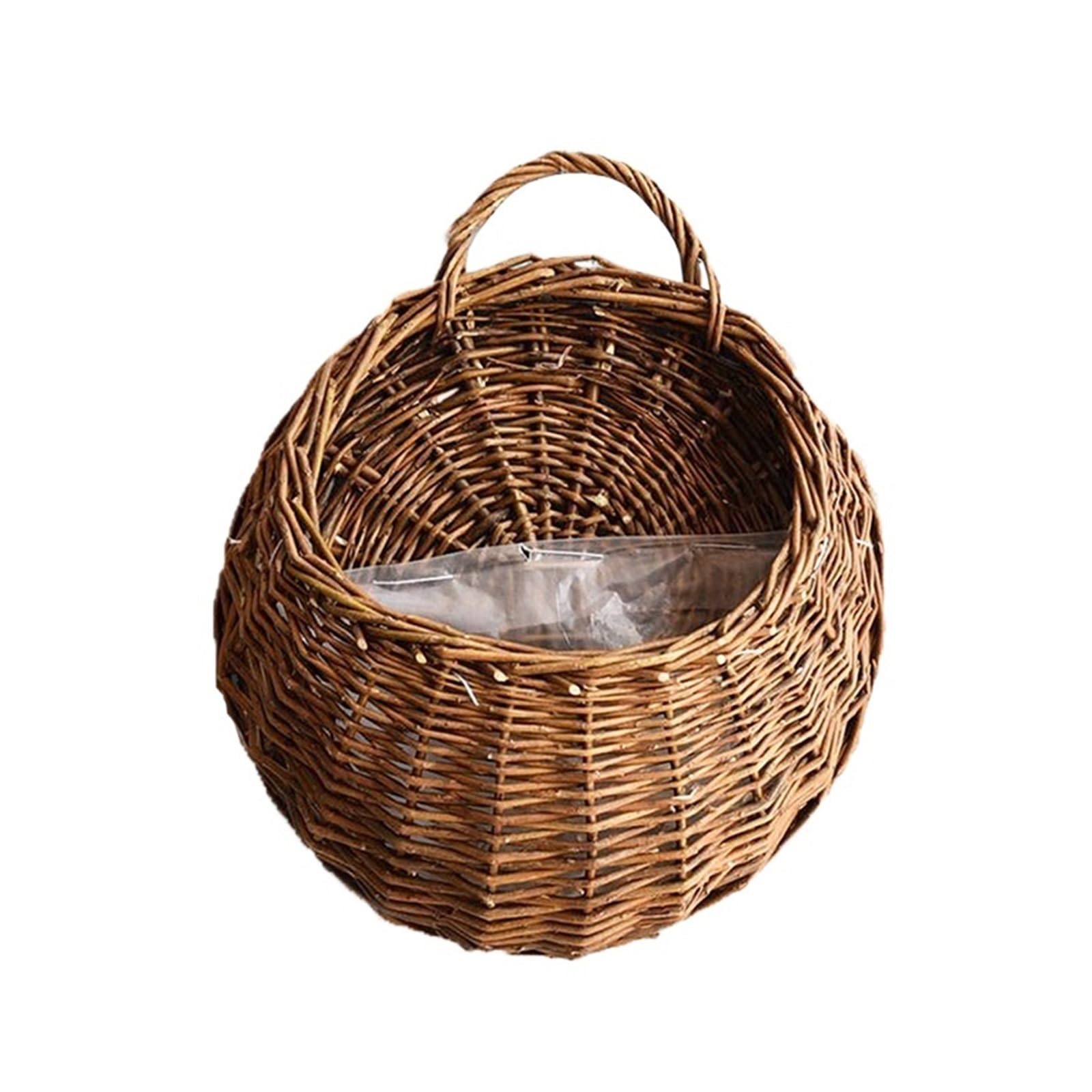 FJSNGPSBQPC Home Decor,Hand Made Wicker Rattan Flower Planter, Wall Hanging Rattam Basket, Garden Vine Pot Plants Holder(L)