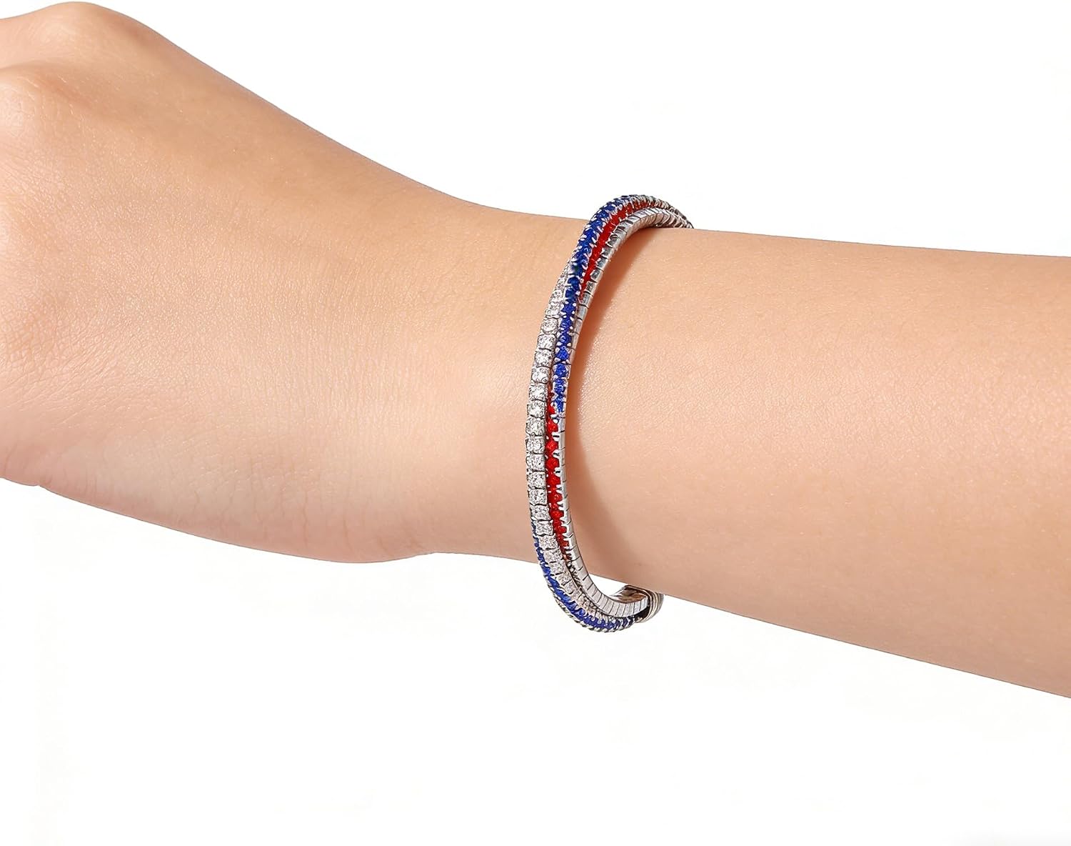 IDesign USA American Flag Bracelet Decorations Gift Red Blue White Bracelet Patriotic 4th of July Independence Day (usa rhinestone bracelet)