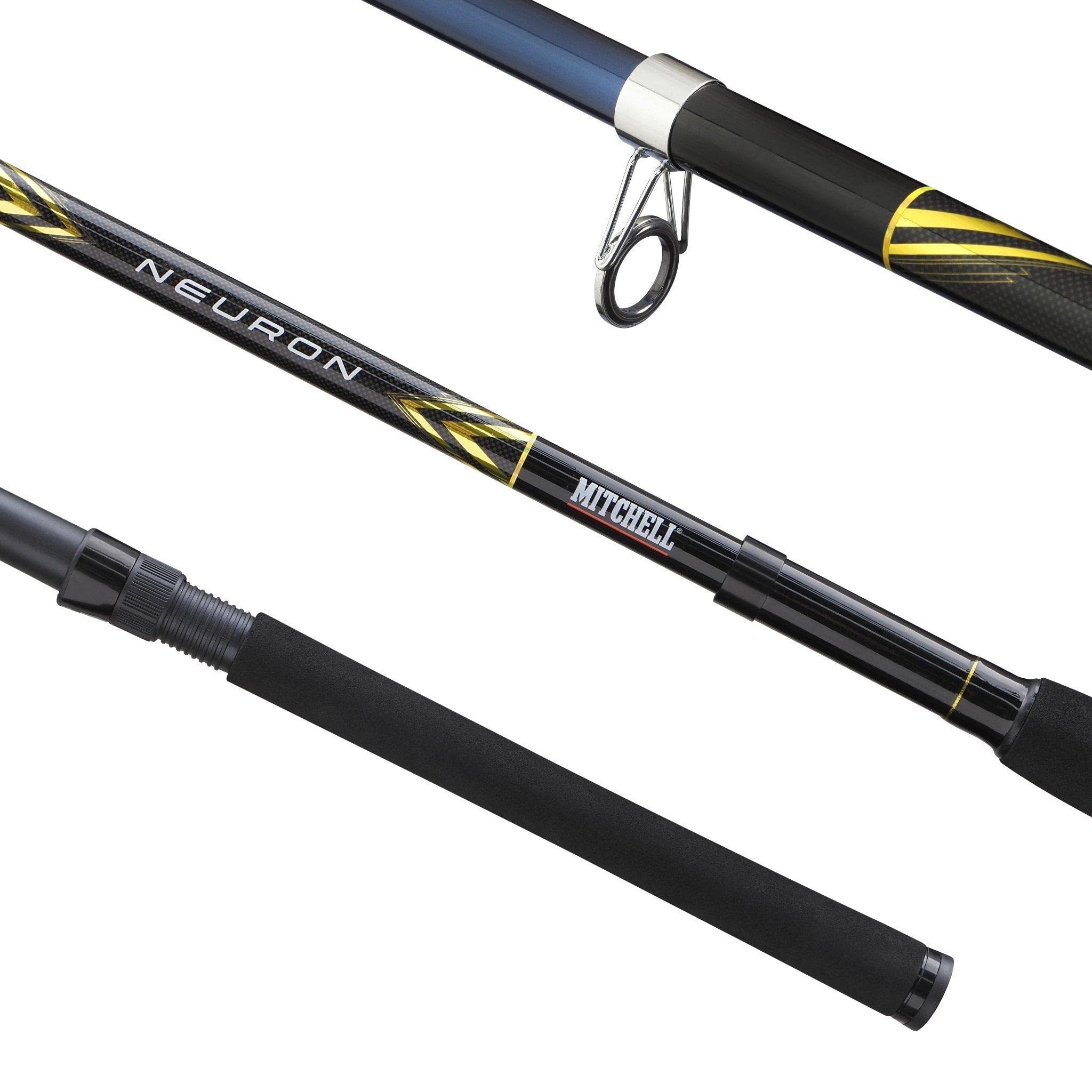 Mitchell Neuron Saltwater Spin Combo, set di canna e mulinello ideali per pesca costiera, pesca con esca, ideale per spigola, merluzzo e pesce piatto, include placcatura, pronto per pescare, blu/oro