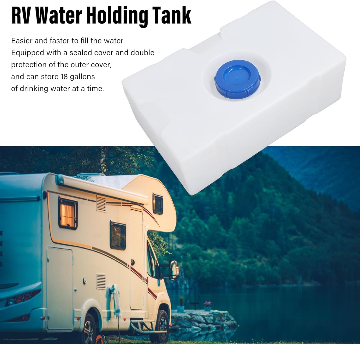 Vomeko18 Gallons Large Capacity RV Water Tank, 18Gallon RV Fresh Water Tank,for RVs, Trailers, Outdoor Campers, Boats, and Yachts for Fresh Water Storage.