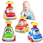 ALASOU 4 PCS Animal Car Toys for 1 2 Year Old Boy|Baby Toys 12-18 Months|1 2 Year Old Boy Christmas Birthday Gifts for Infant Kids|Cars for Toddlers 1-3|Stocking Stuffers for Kids