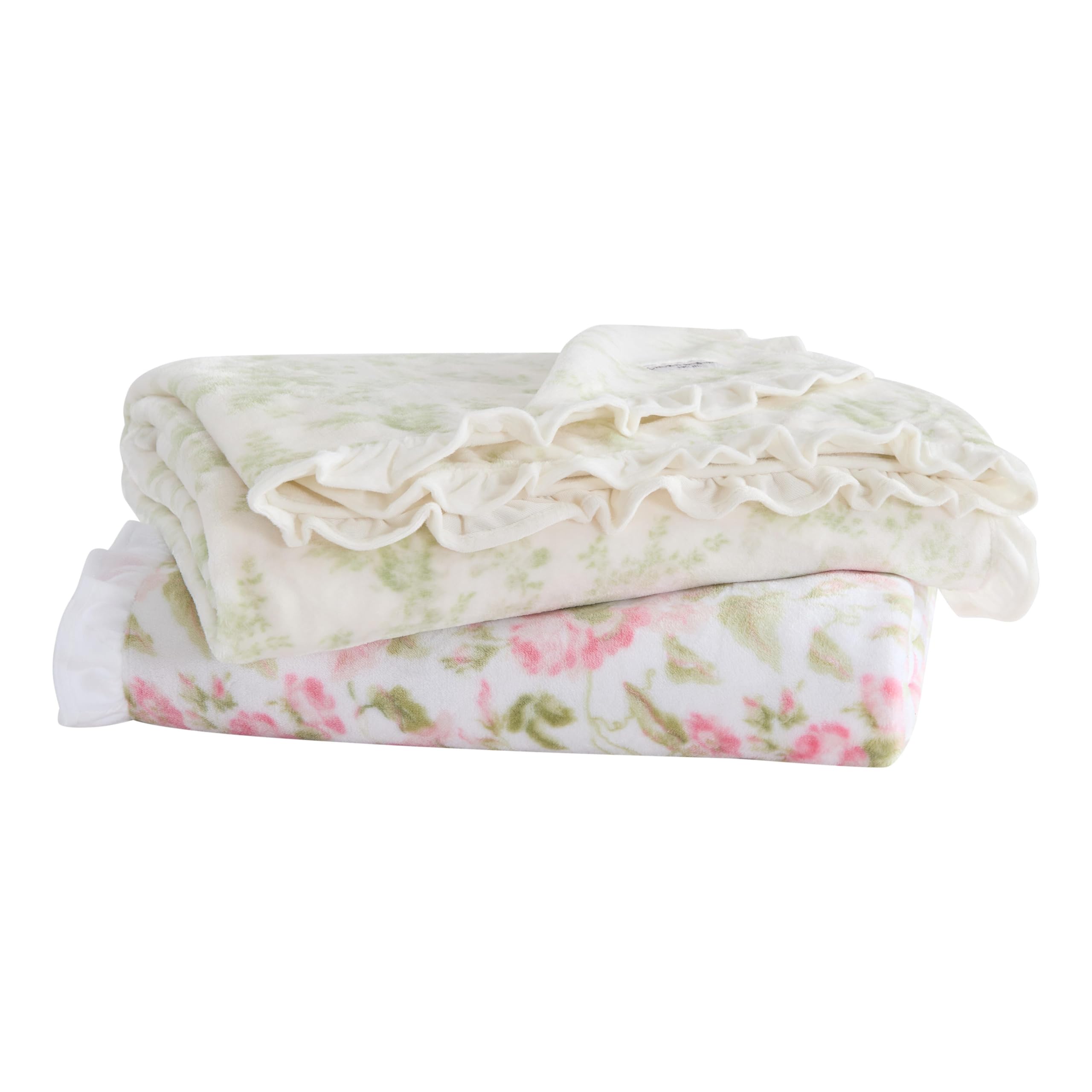 Amazon｜Laura Ashley - フラシ天スローブランケット、50x70、ソフトで