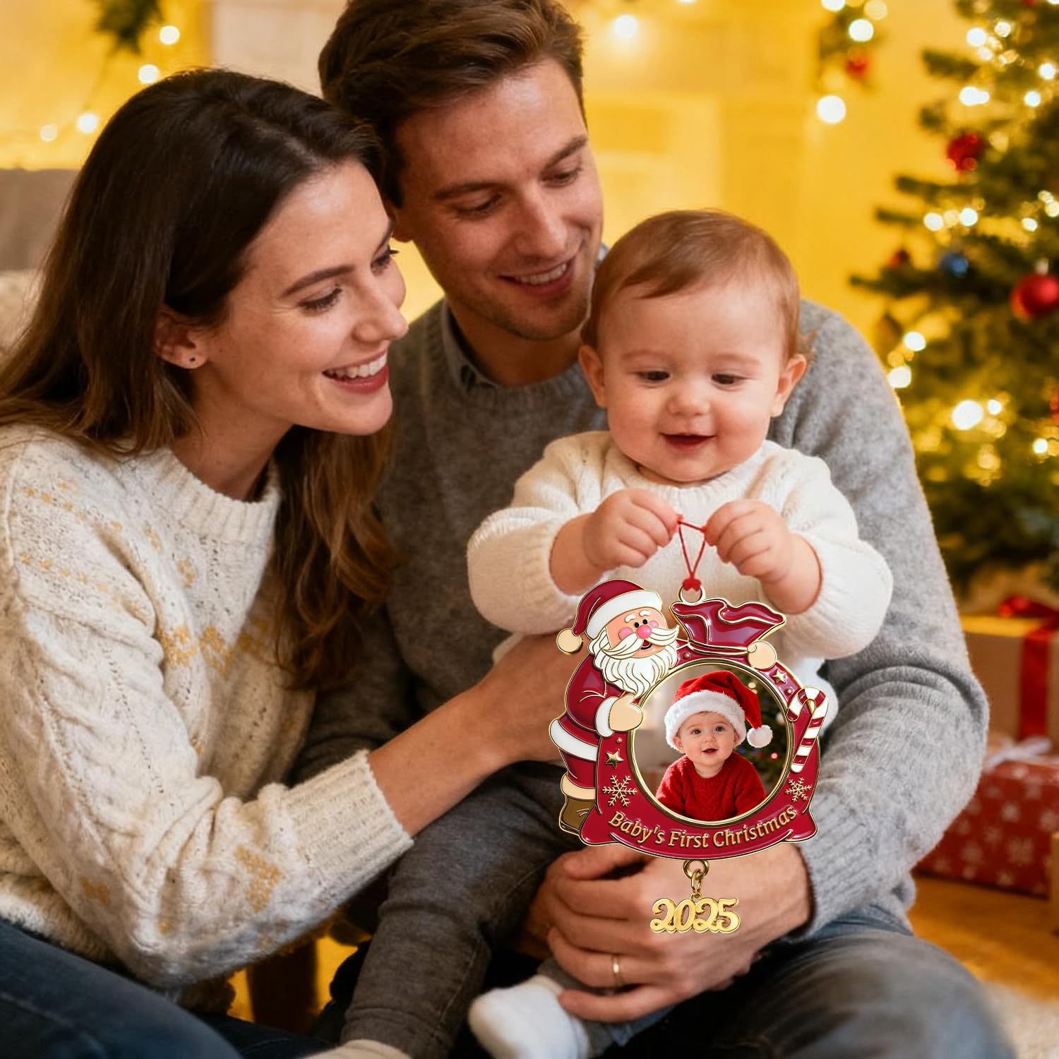 Babys First Christmas Photo Ornament 2025 - My 1st Christmas Picture Frame Ornament for Xmas Tree - Personalized Santa Baby ornaments Boy & Girl, Newborn Gifts - Image 6