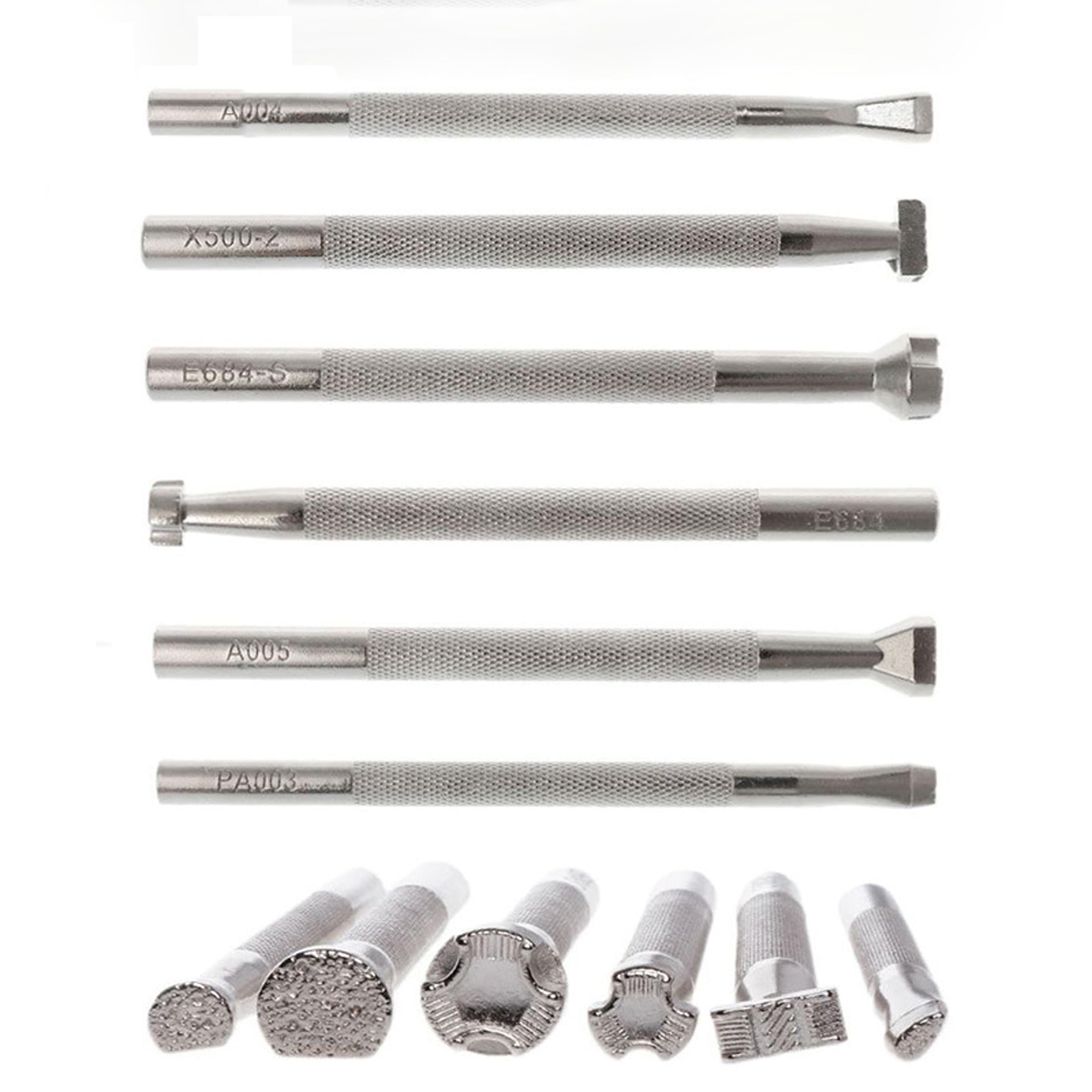 6 Pezzi Utensili per timbratura in Pelle,6 Diverse Forme di Strumenti per la Stampa in Pelle Utilizzato in Pelle, Borse, Portafogli, Cinture e pelletteria