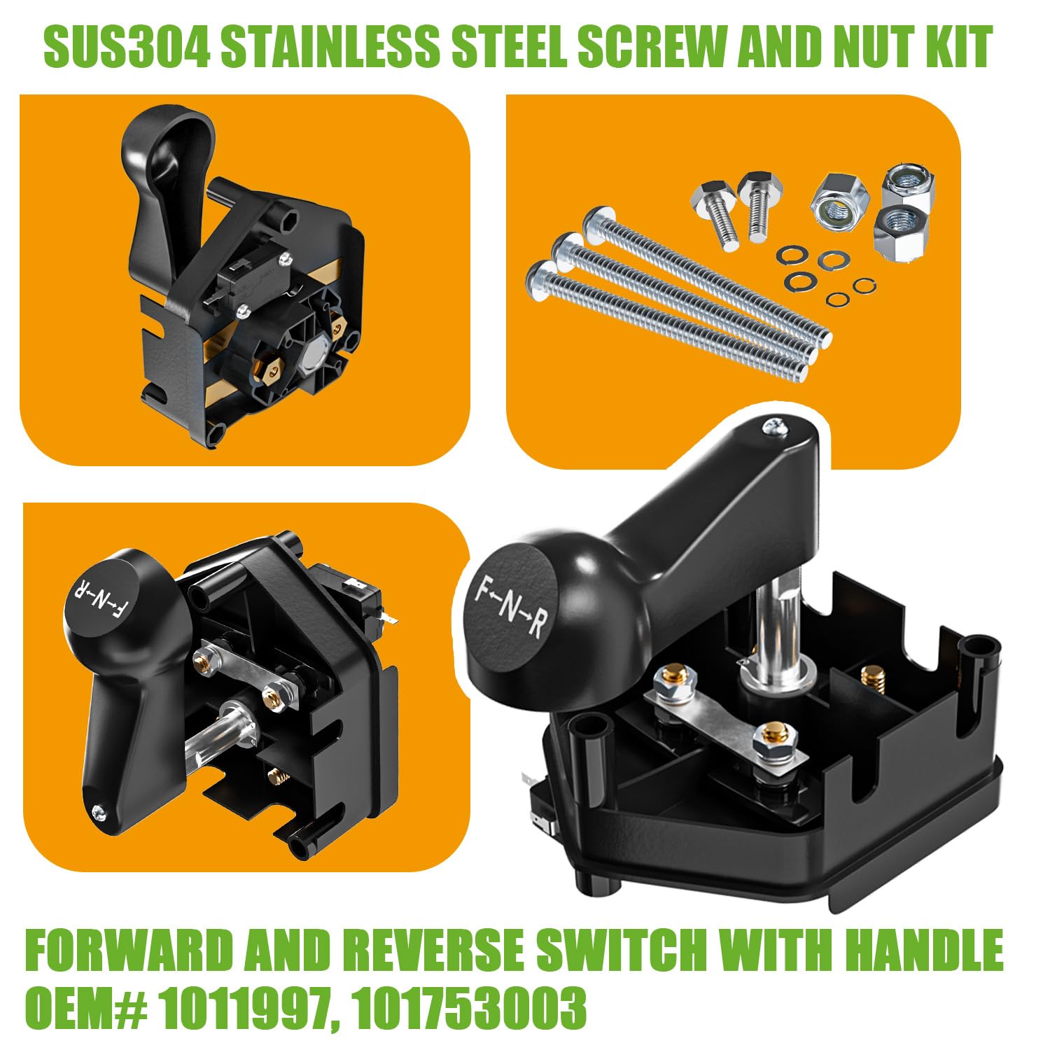 CLUBRALLY Club Car DS Golf Cart 36 Volt Forward and Reverse Switch with Handle for 1983-Up, OEM#1011997, 101753003