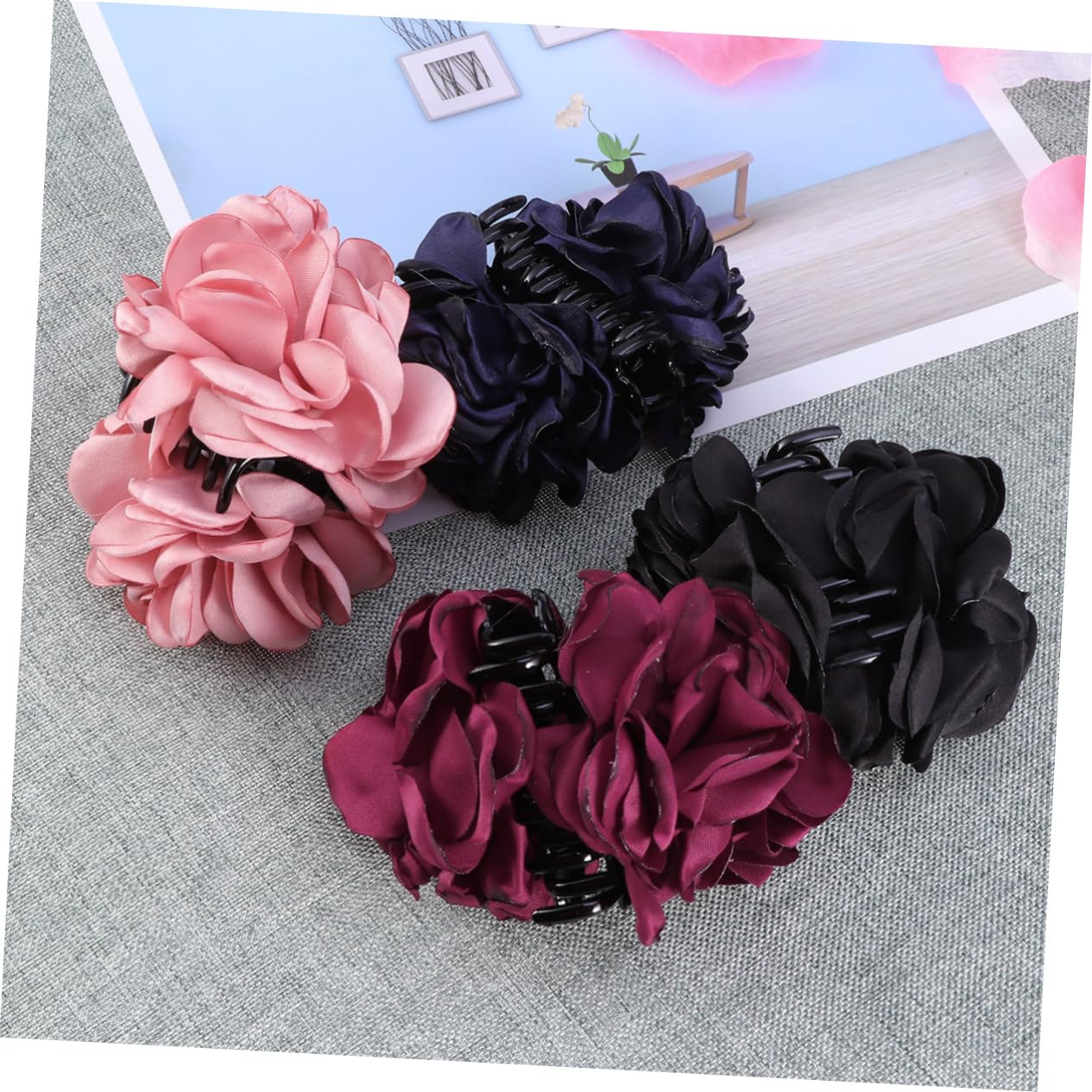 Housoutil 8piezas Pinzas De Pelo De Diseño Para Mujeres Horquillas Atractivas Rojo Negro y Adecuadas Para Bodas Especiales