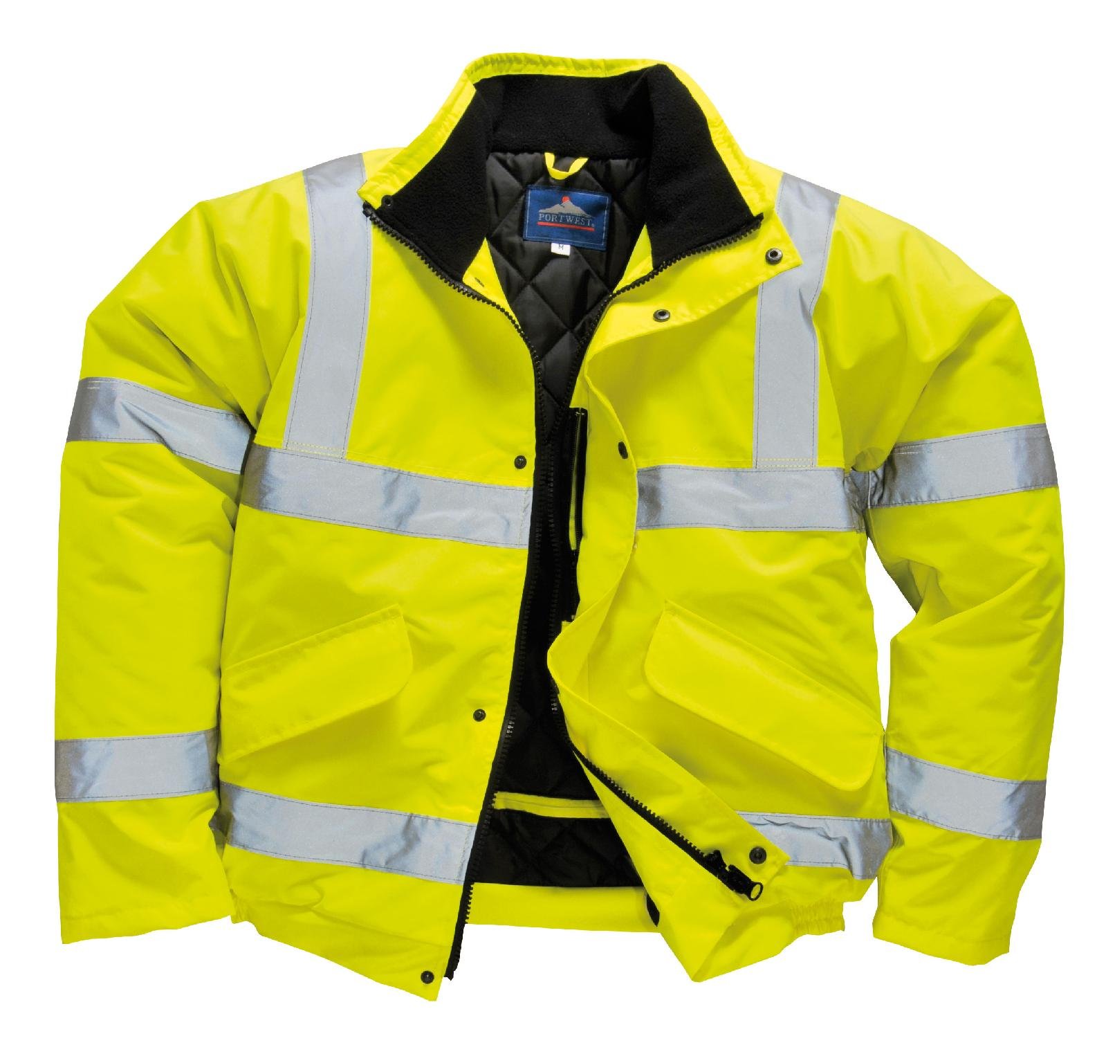 Portwest High Visibility Bomber Jacket Polyester Stain-resistant Me...