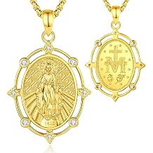 INFUSEU Catholic Protection Faith Necklace Collection, Virgin Mary St Benedict St Christopher St Florian St Joan of Arc