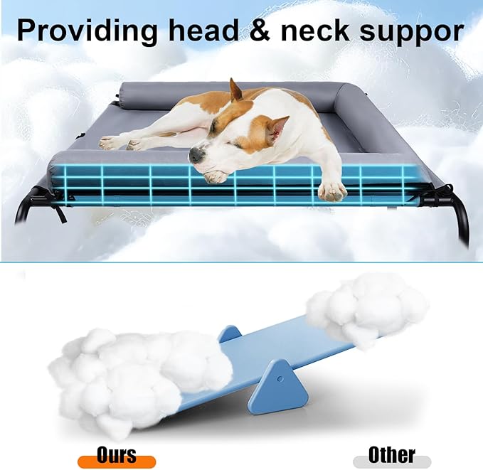 Cama Elevada para Perro Grande con Almohada, Lavable, Soport 100 lb miniatura 2