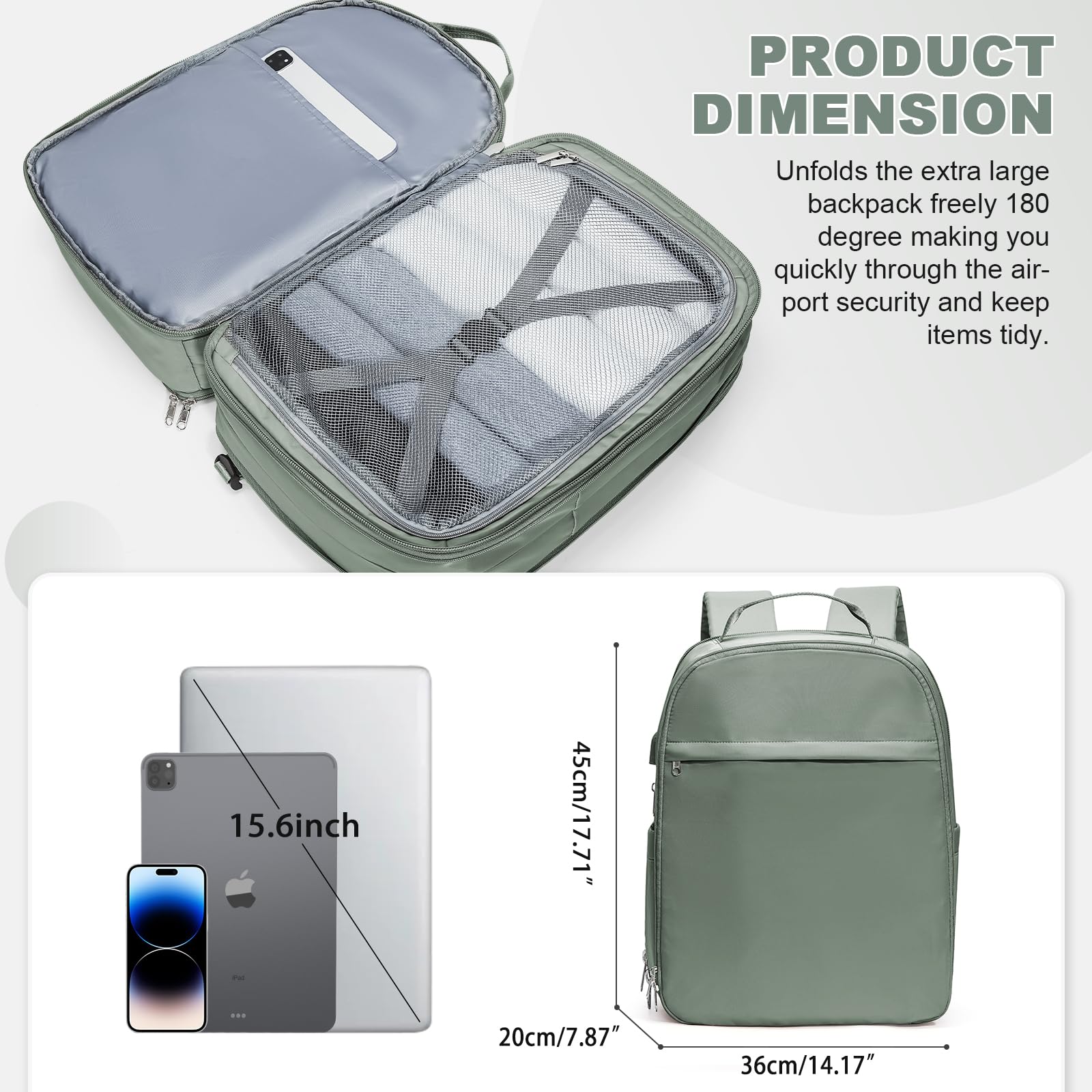 SZLX Borse da Viaggio 45x36x20 Zaino Easyjet Donna Zaino Ryanair 40x20x25 Bagaglio a Mano Zaino impermeabile uomo trekking, Borsa da Viaggio Cabina aereo Zaino per Laptop con Porta di ricarica USB