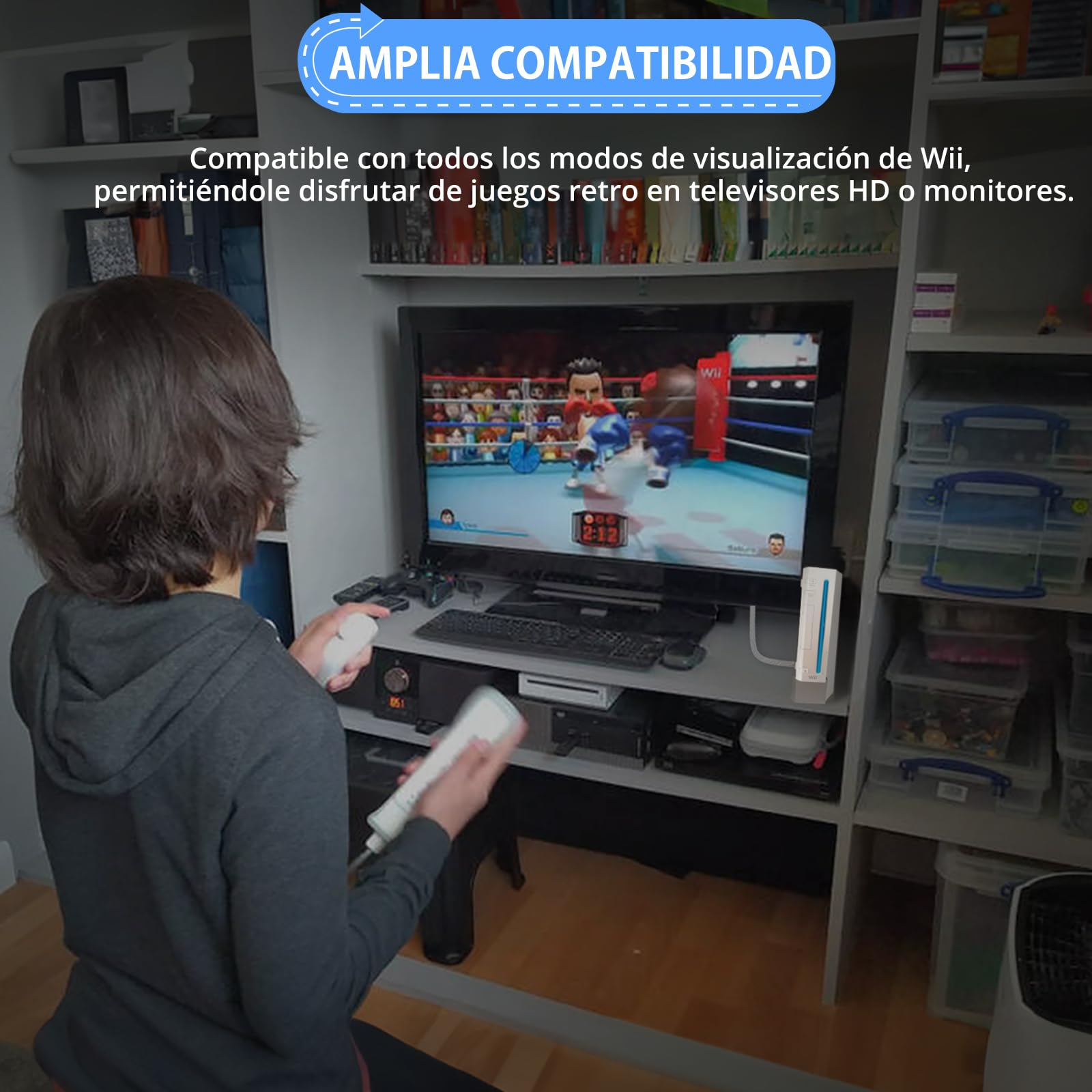 CAMWAY Adaptador Wii HDMI 1080P/720P, Convertidor de Wii a HDMI con Cable HDMI de 150CM Integrado, Compatible con Nintendo Wii/HDTV/Monitor NTSC, PAL, Plug and Play