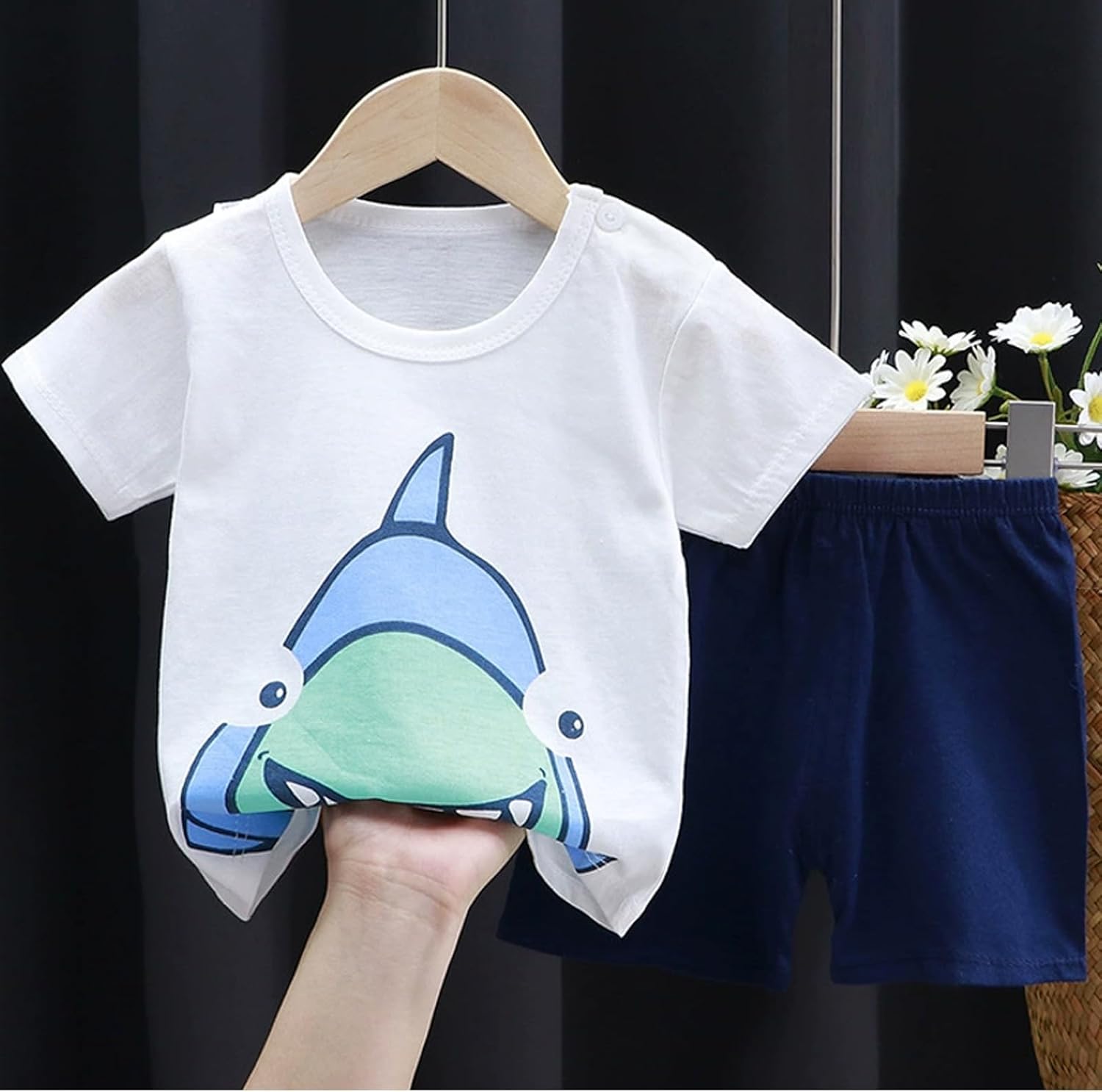 Baby Toddler Boys 4 Pieces T-shirts and Shorts Dinosaur Tops & Shorts Summer Outfits - Image 5