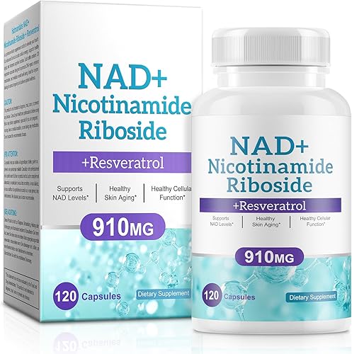 Suplemento NAD para hombres y mujeres  Ribosida de nicotinamida liposomal, quercetina, suplemento NAD+ con resveratrol 910 mg  Apoya músculo,