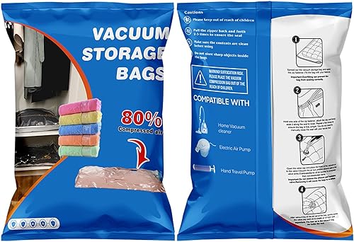 Miniatura 7 de Vodiver Bolsas de almacenamiento al vacío. Ahorra un 80 % en espacio de almacenamiento de ropa, bolsa selladora al vacío de alta calidad para