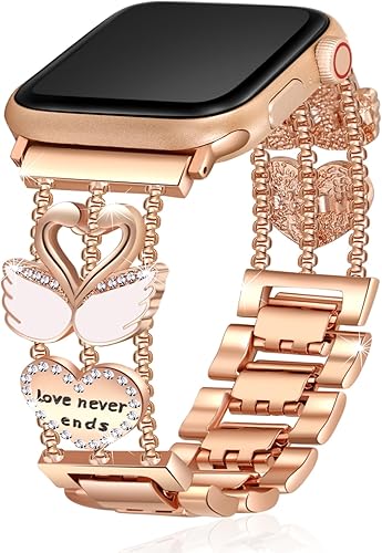 DZTXYP Correas de metal con bonito diseño animal para Apple Watch para mujer, compatible con iWatch Series 987654321SE tamaño 1.496 in 1.575 in