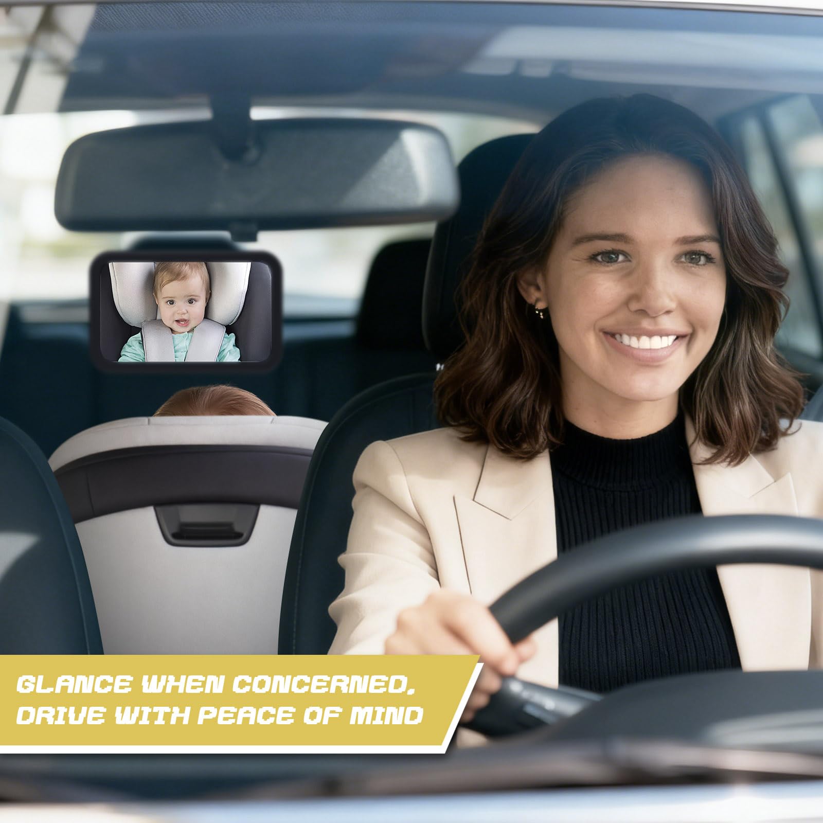 Espejo Coche Bebé Asiento Trasero de 360 Grados, Construcción Acrílica Irrompible, Ajustable en ángulo para Coche, Ajuste Universal Retrovisor, Espejo Retrovisor Asiento Infantil