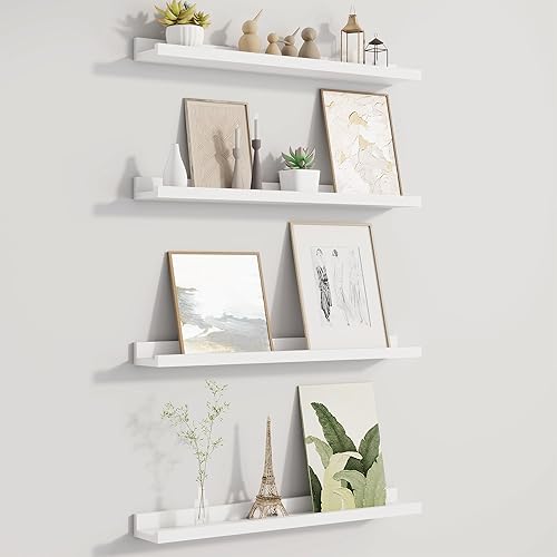 Miniatura 71 de Estante de repisa para fotos, juego de 2 estantes flotantes de madera de pino macizo, estantes para guardería de 24 pulgadas, estantes de libros