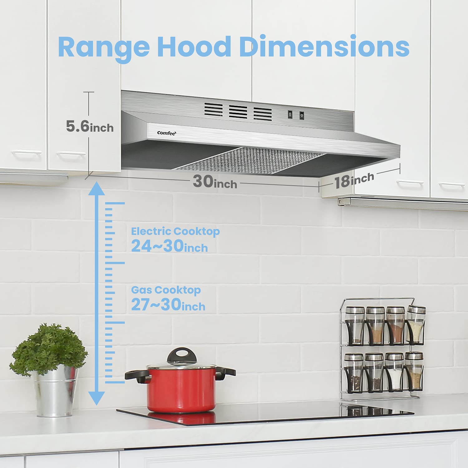 Comfee F13 Range Hood 30 inch Ducted Ductless Vent Hood Durable