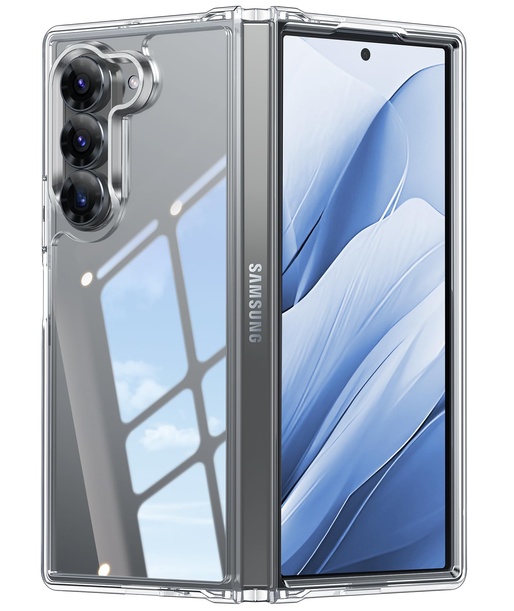 FNTCASE for Samsung Galaxy Z-Fold-6 Case: Lightweight Military Grade Cell Phone Protective Cover Flexible Anti Yellowing Durable Rugged DropProof Shockproof TPU Crystal (Clear)Global Recycled StandardGlobal Recycled StandardGlobal Recycled Standard