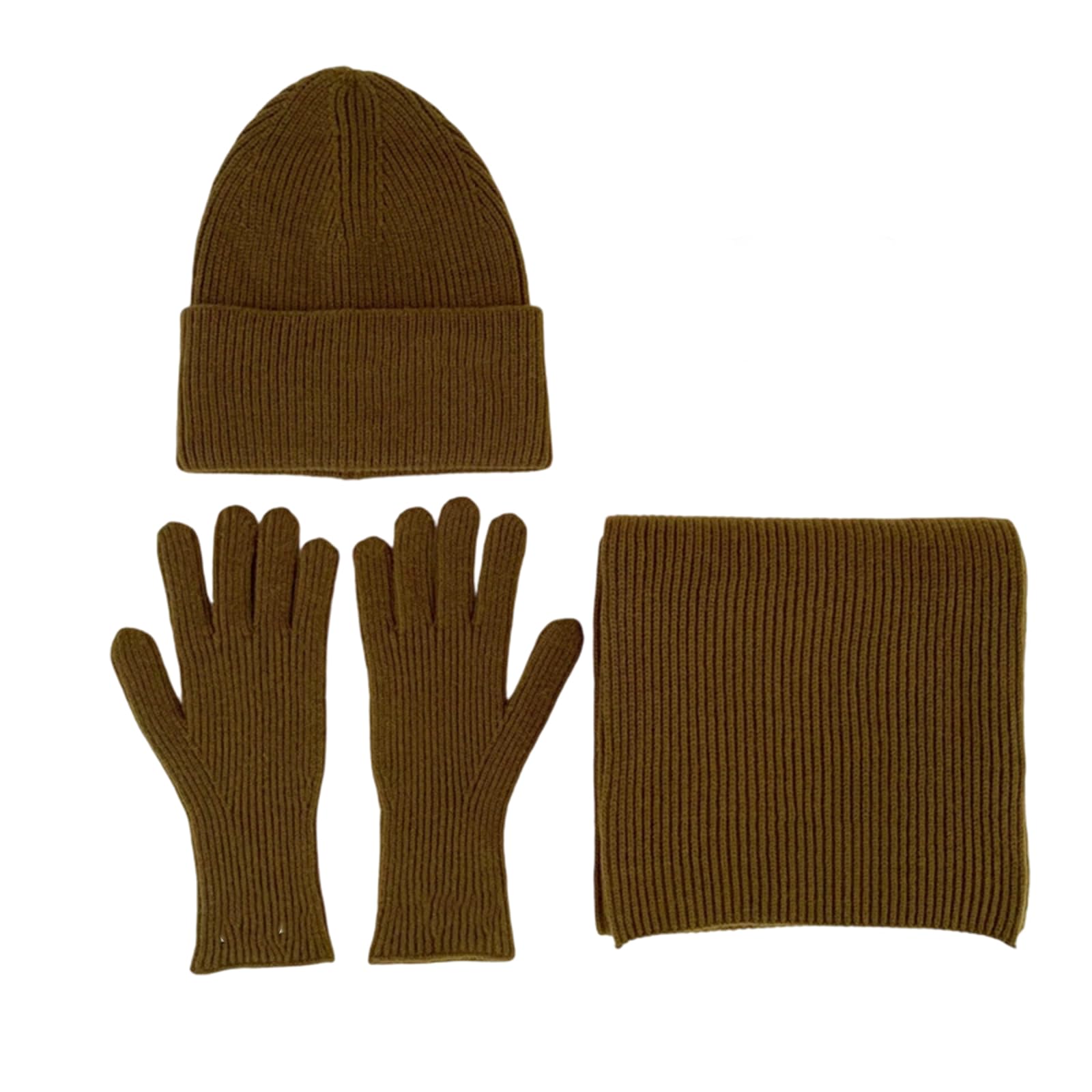 MICFENY Winter Warm Knit Hat Scarf And Gloves Set Acrylic Fibre Unisex Cold Weather Neckwear Handwear Set For Outdoor Activity