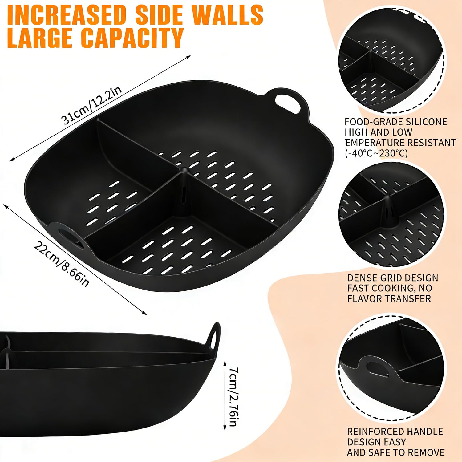 SelfTek Pellicola Permanente per Bimby TM7, Carta da Forno Riutilizzabile in Silicone di Alta Qualità Riutilizzabile, Resistente Al Calore e Antiaderente, Grande Capacità 4,5L, Nero