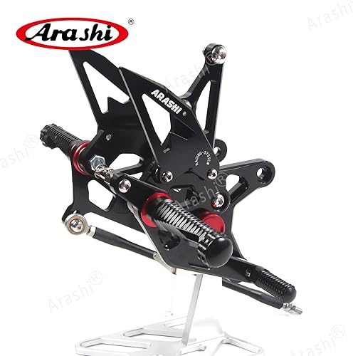 Miniatura 157 de Arashi reposapiés para motocicleta, accesorios ajustables, juego de reposapiés traseros Negro