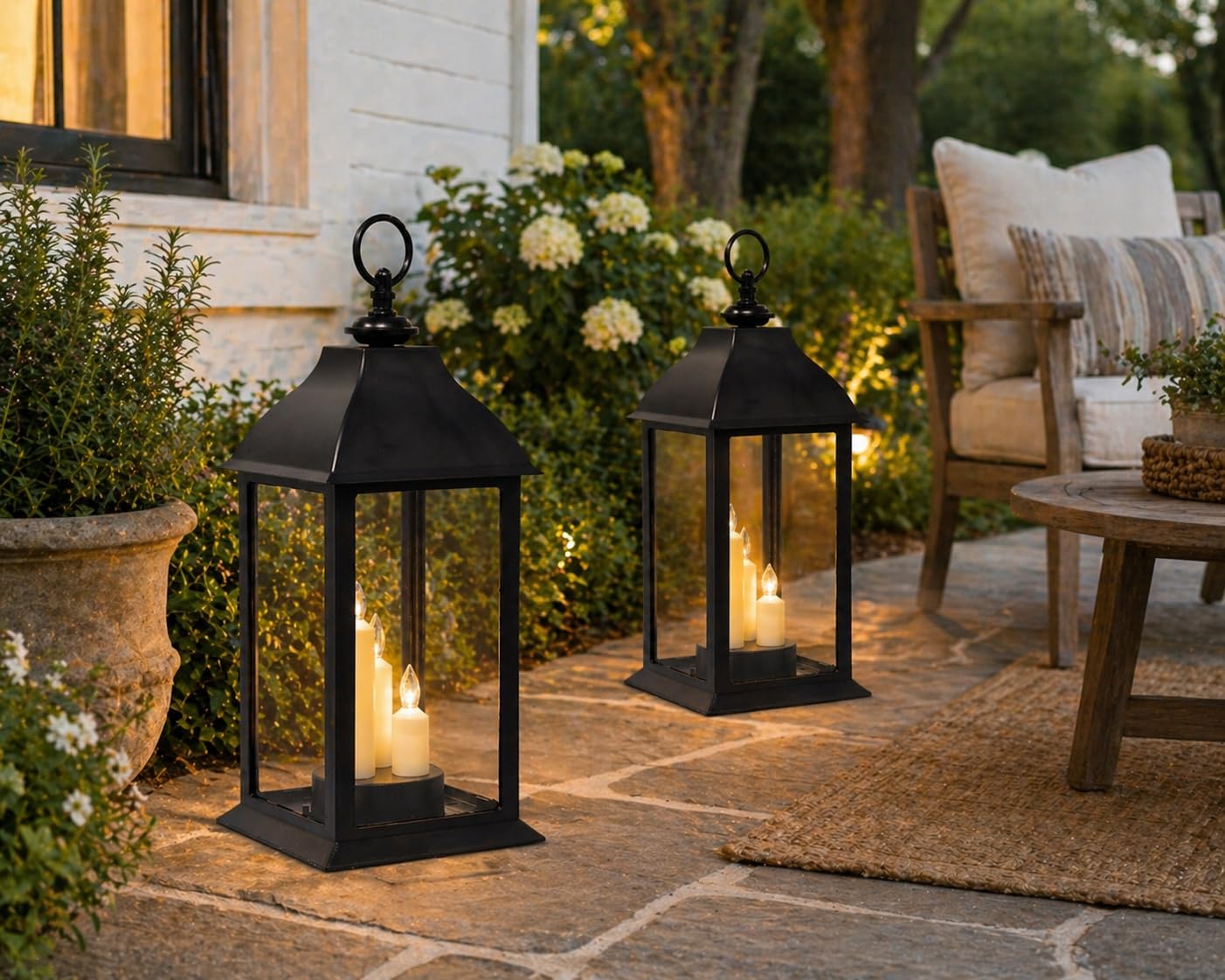 Amazon.com: Decorative Black Lantern Set -2 Pack with 3 LED