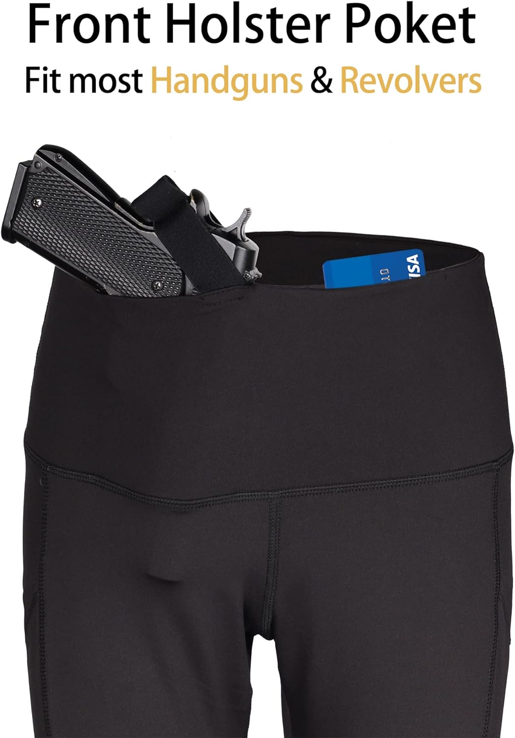 Lilcreek Women's Concealed Carry Leggings Gun Holster with Side Pockets,Concealment Compression Universal Yoga Pants - Image 2