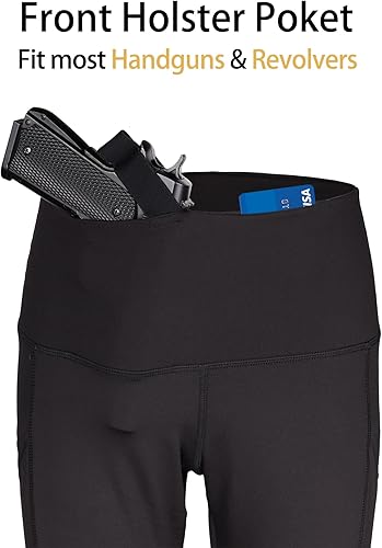 Miniatura 9 de lilcreek Women's Concealed Carry Leggings Gun Holster with Side Pockets,Concealment Compression Universal Yoga Pants